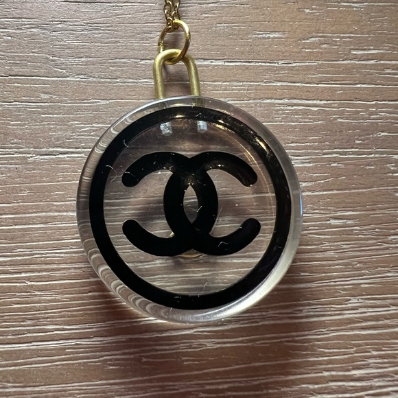Chanel Clear and Black Logo Pendant - Picture 1 of 2
